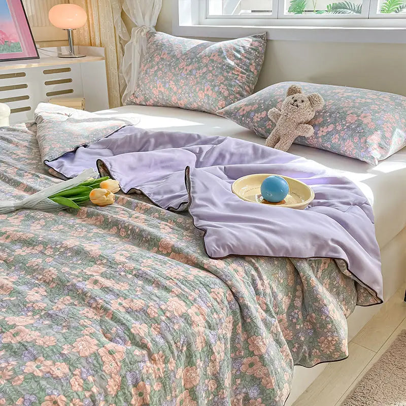 Summer Quilt Air Conditioning Quilt Flower Girl Heart Class A  Double Layer Yarn Summer Cool  Soft Machine Washable