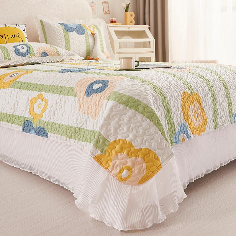 Chiffon Lace Quilting Double Bed Spread Princess Style Cotton Sandwich Queen Bedspread Home Comfortable Bed Cover Not Pillowcase