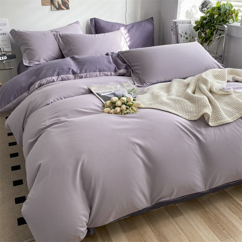 Brushed Washed Cotton Bed Set Flat Sheet Pillowcases Quilt Cover Bed Linen Peach Duvet Covers For Girls