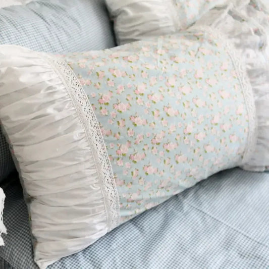 2pcs refresh print pillow case Embroidered lace pillow cover pastoral style bedding pillowcases pillow sham without filler sale
