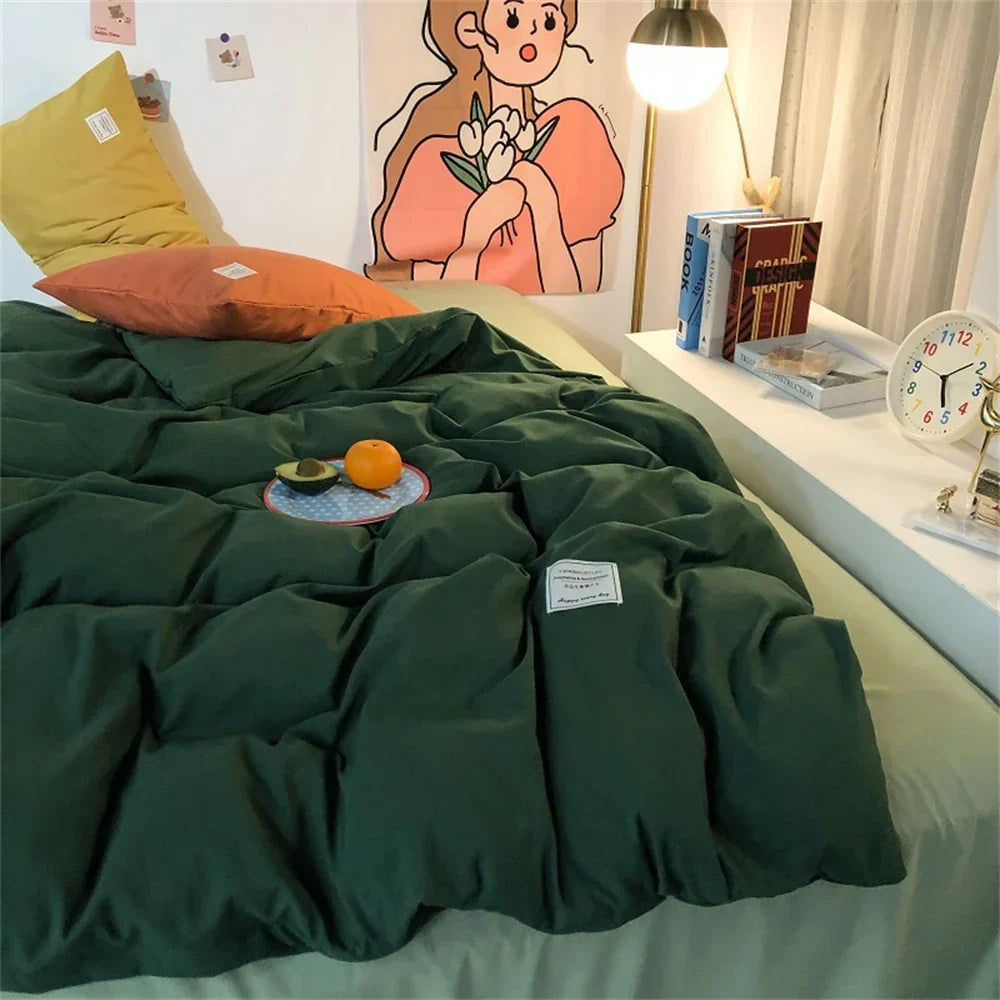 100% Cotton Bedding Set Duvet Cover Bed Sheet Pillowcase Skin Friendly Quilt Cover Set Bedroom Decor King Size Double Bed Sets
