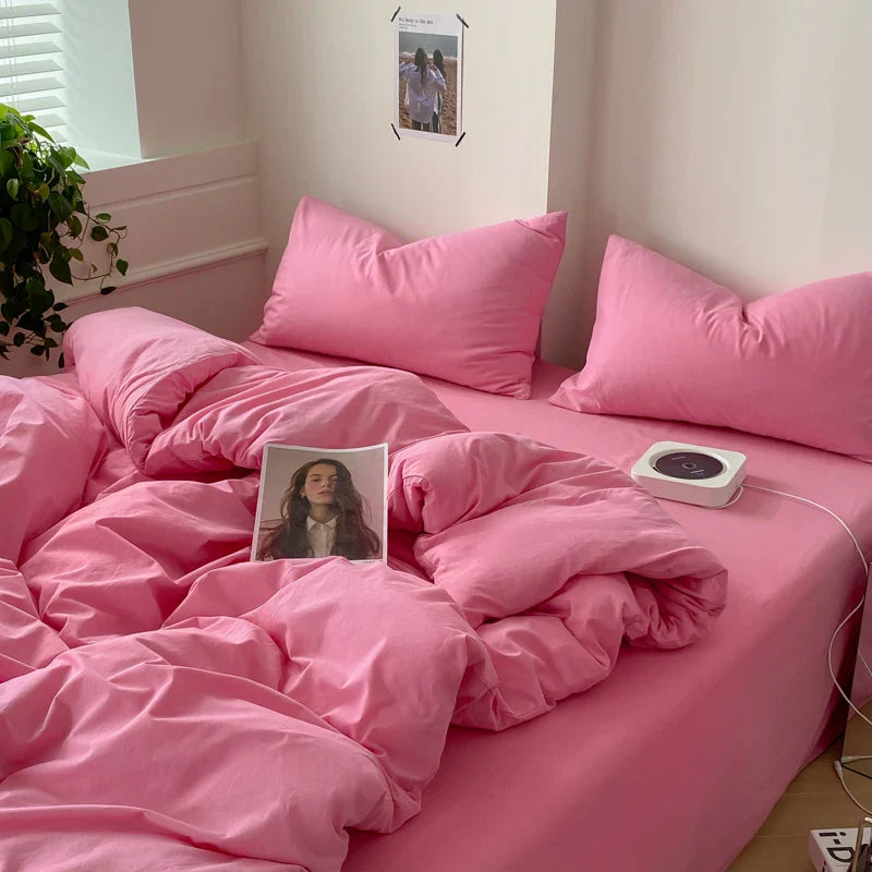 Black Rose Bedding Set Solid 3/4pcs Home Linens Contrast Duvet Cover Pillowcase Flat/Fitted Sheet King Brife Sexy Room Decor