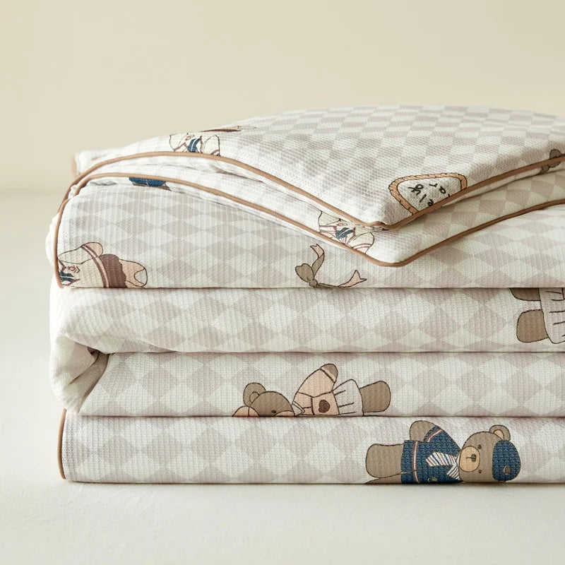 Summer Quilt  Class A Knitted Aerobic Cotton Printed Soybean Quilt Summer Bedspread Home Textiles