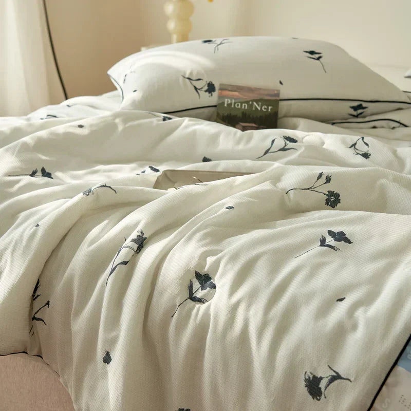 Summer Quilt Class A Knitted Aerobic Cotton Printed Soybean Quilt Summer Bedspread Home Textiles
