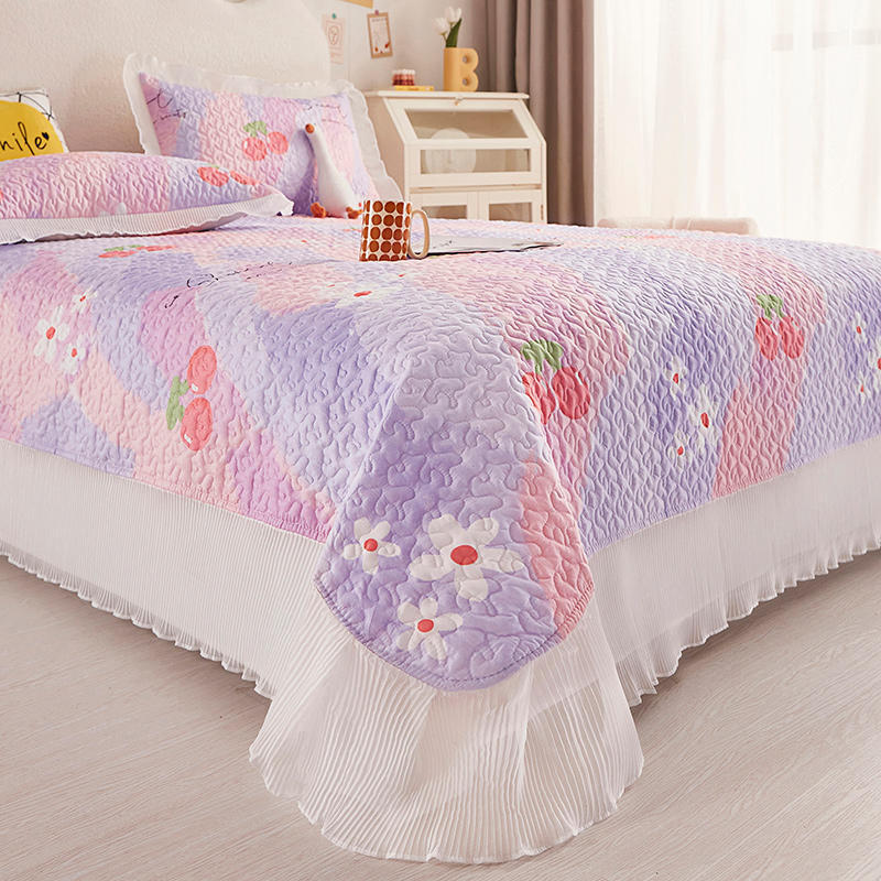 Chiffon Lace Quilting Double Bed Spread Princess Style Cotton Sandwich Queen Bedspread Home Comfortable Bed Cover Not Pillowcase