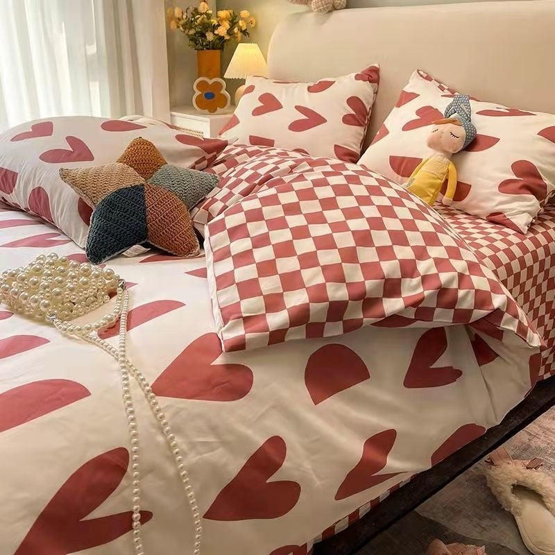 Checkerboard Bedding Set No Comforter Hot Sale Single Queen Size Flat Sheet Quilt Duvet Cover Pillowcase Polyester Bed Linens