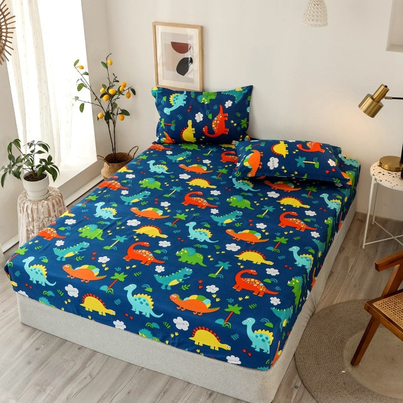 Cartoon Bed Sheet Polyester Mattress Bed Cover (No Pillowcase) Soft Comfortable Sheet Bedding Room Decor Bed Pad Home Protection