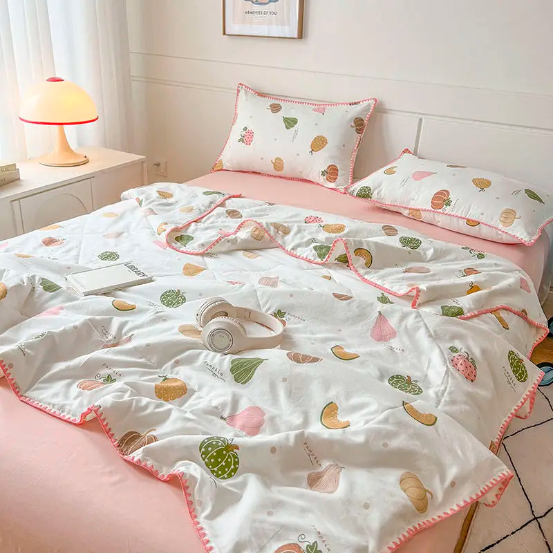 Summer Quilt French Style Comforter Quilt Flora  Household Machine Washable Suitable Cool and Refreshing이불  Blanket
