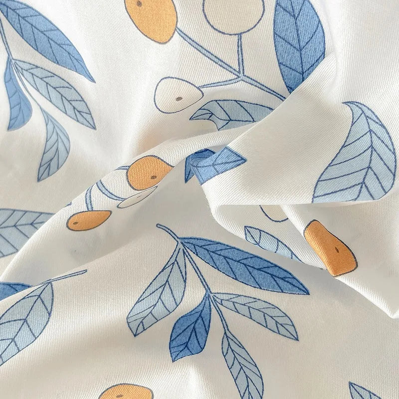 Cotton Bedding Set Pastoral Style Floral Bear Fitted Sheet Duvet Cover Pillowcase Fashion Cartoon Boy Girls Dormitory Bedclothes