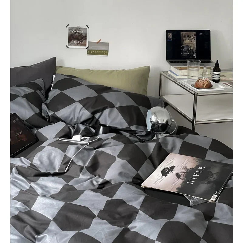 Fashion Style Pink Bedding Set Soft Flower Duvet Cover Pillowcase Bed Flat Sheet Set For Girl Women Twin Full Queen Bedclothes