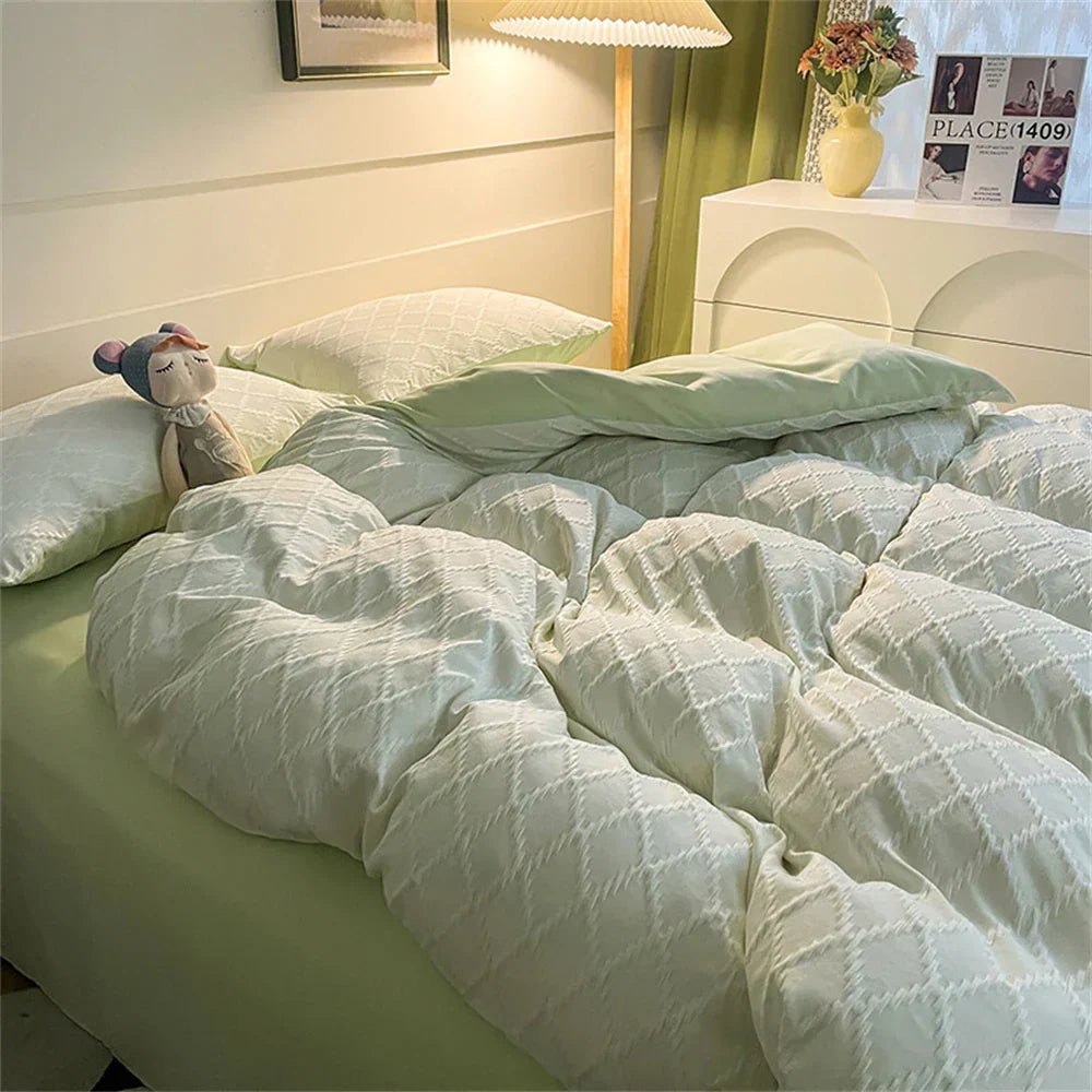 Bedding Set Fashion Skin Friendly Fabric Home Hotel King Size Single Double Bed Set Duvet Cover Quilt Cover Pillowcase Bed Linen