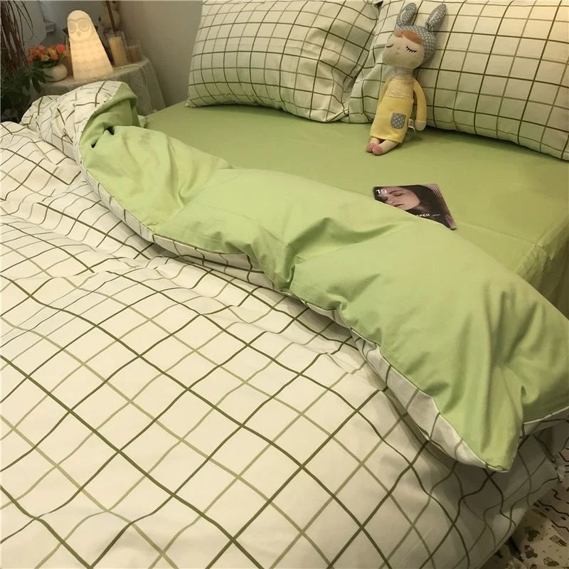Fashion Style Pink Bedding Set Soft Flower Duvet Cover Pillowcase Bed Flat Sheet Set For Girl Women Twin Full Queen Bedclothes