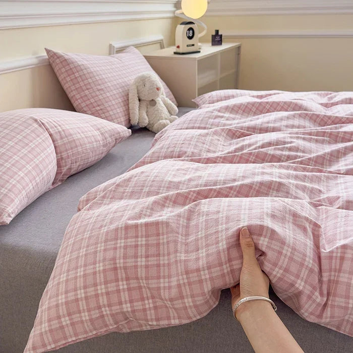 Class A Pure Cotton Printed Checkered Quilt Cover All-cotton Yarn-dyed Washed Single Duvet Cover 160x210 Bedding