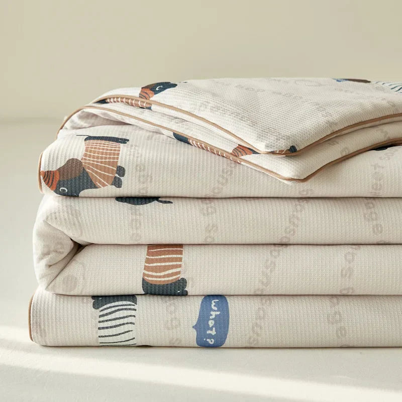 Summer Quilt Class A Knitted Aerobic Cotton Printed Soybean Quilt Summer Bedspread Home Textiles