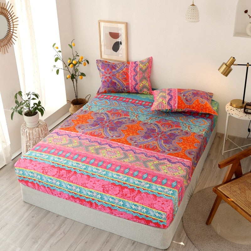 Cartoon Bed Sheet Polyester Mattress Bed Cover (No Pillowcase) Soft Comfortable Sheet Bedding Room Decor Bed Pad Home Protection