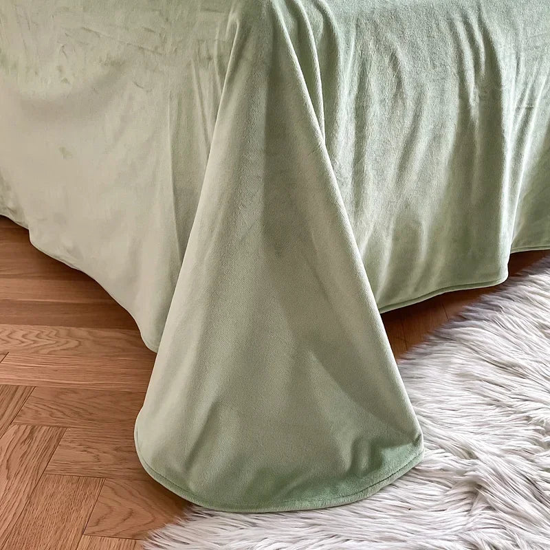 Plush Bedding Set Soft Fluffy Faux Fur Duvet Cover Sheet Pillowcase Fuzzy warm Bedlinens