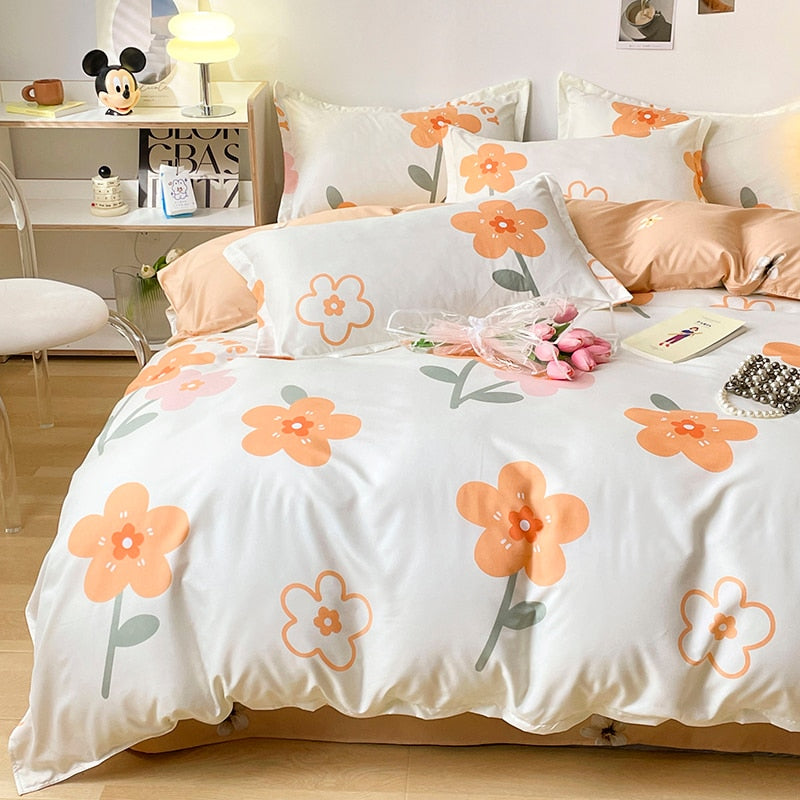 Duvet Cover Home Textile Pillow Case Cute Bed Sheet Kids Girls Bedding Covers Set King Queen Twin Cute Kawaii