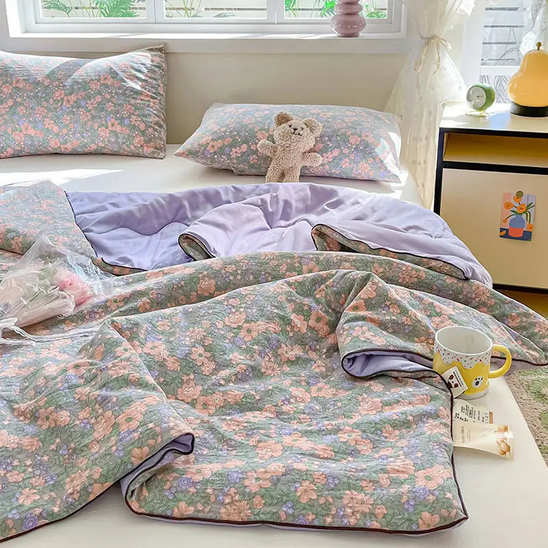 Summer Quilt Air Conditioning Quilt Flower Girl Heart Class A  Double Layer Yarn Summer Cool  Soft Machine Washable