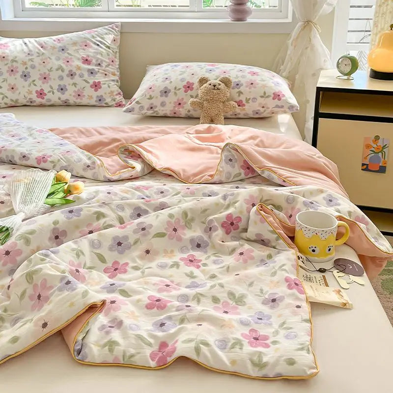 Summer Quilt Air Conditioning Quilt Flower Girl Heart Class A  Double Layer Yarn Summer Cool  Soft Machine Washable