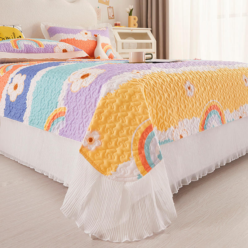 Chiffon Lace Quilting Double Bed Spread Princess Style Cotton Sandwich Queen Bedspread Home Comfortable Bed Cover Not Pillowcase