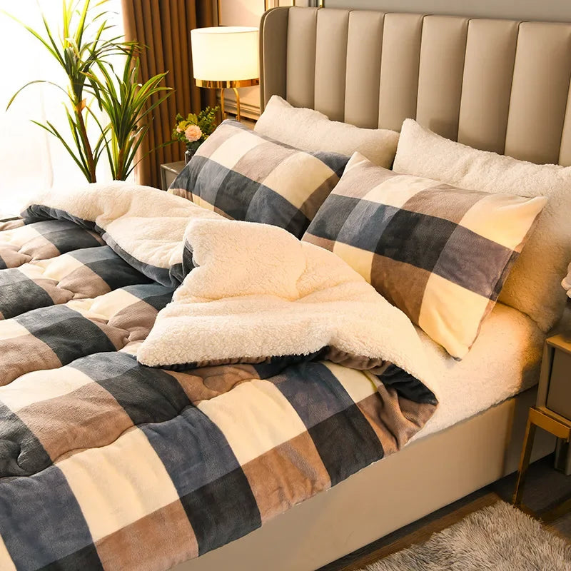 New Snowflake Velvet Warm Printed Winter Quilt Thick Double-sided Velvet with Quilt Core Student Quilt Single Double Quilt