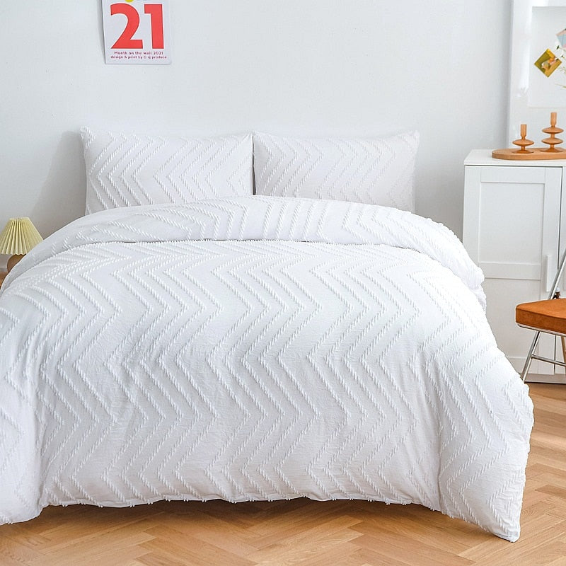 Luxury Nordic Tufted Solid Color Sheet Set Couple Double Bed Bedding Set Bedspread Quilt Cover Pillowcase for Bedroom