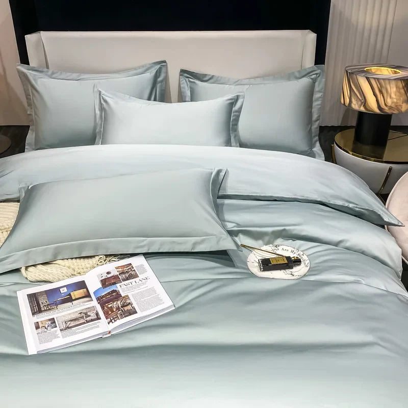 200S Count Long Staple Cotton Solid Color 100% Cotton Duvet Cover Quilt Single Pillowcase Sheet Fitted Bedding Set Queen King