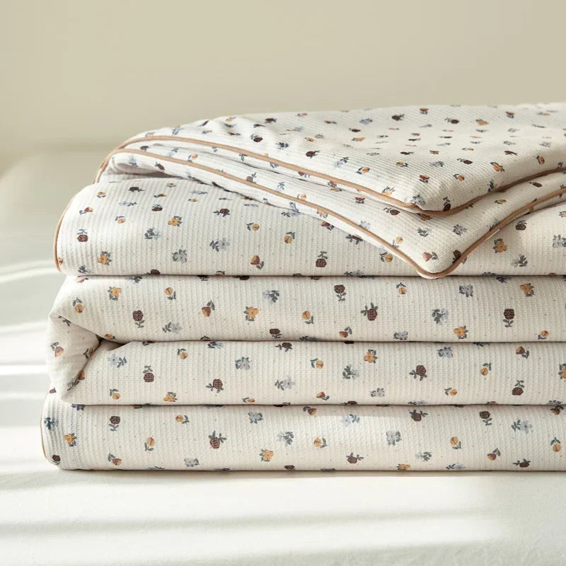 Summer Quilt Class A Knitted Aerobic Cotton Printed Soybean Quilt Summer Bedspread Home Textiles