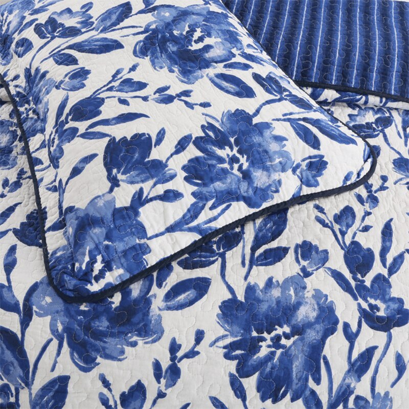100% Cotton Floral Red Flower 3pcs Printed Quilted Quilt Pillowcase Free Shipping