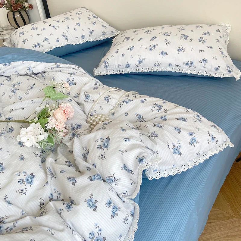 2025 New Knitted Cotton Bedding Set 1.2m 1.5m 1.8m Size Bed For Girls Women Room Decoration Bed Sheets With Pillowcases