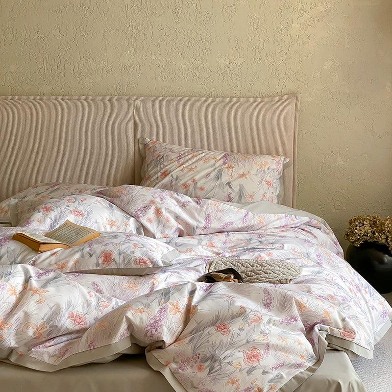 Egyptian Cotton Underwear Bedding Sets Linens Queen King Ru Size Print Sheet Pillowcase Blanket Cover Set