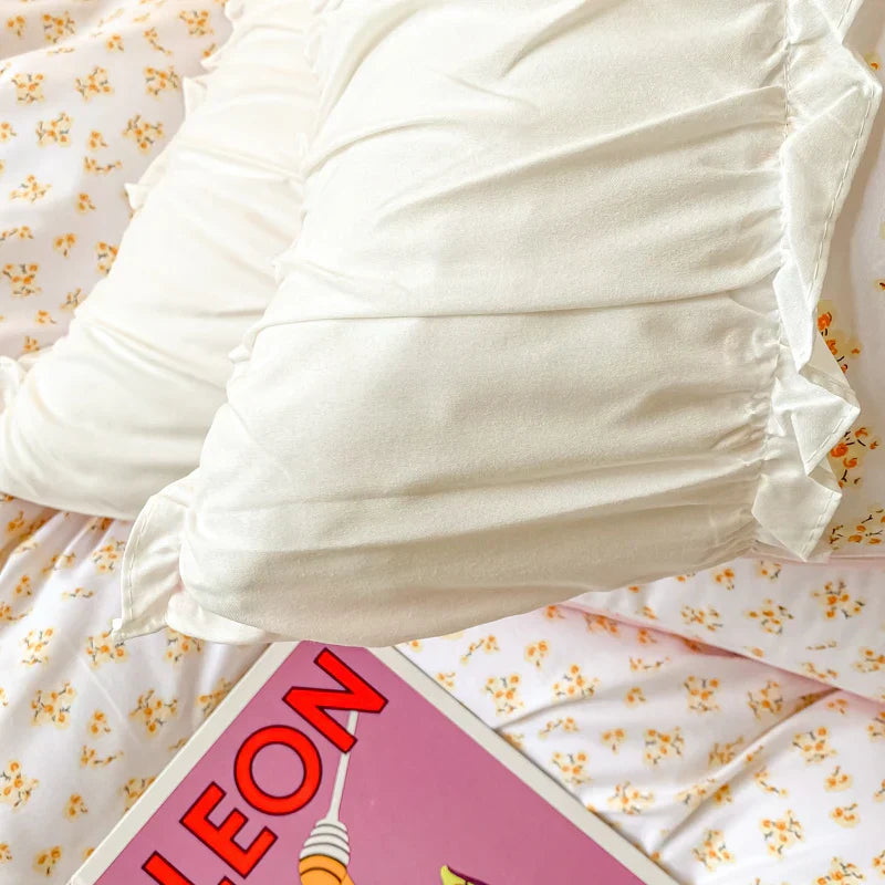Floral Princess Style Korean Bed Skirt Bed Sheet flowers Lace Quilt Cover Ins Bedding For Girls Luxury Home Textiles