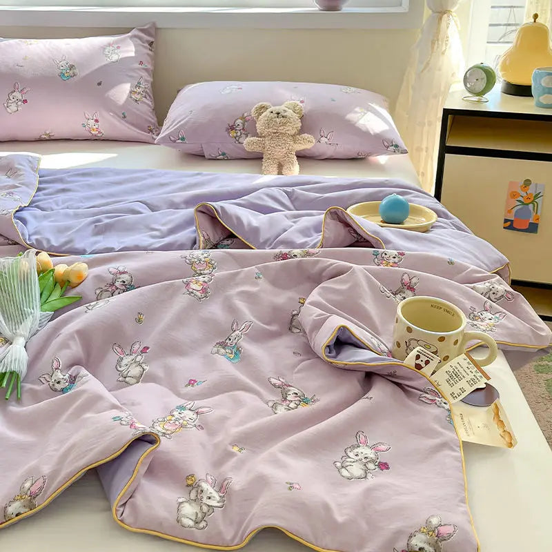 Summer Quilt Air Conditioning Quilt Flower Girl Heart Class A  Double Layer Yarn Summer Cool  Soft Machine Washable