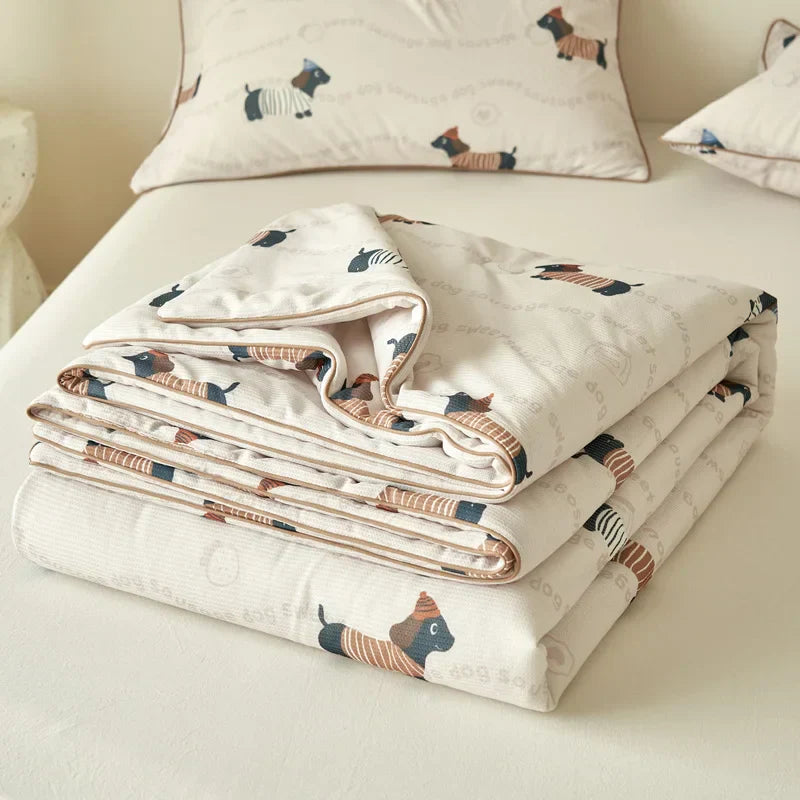 Summer Quilt  Class A Knitted Aerobic Cotton Printed Soybean Quilt Summer Bedspread Home Textiles