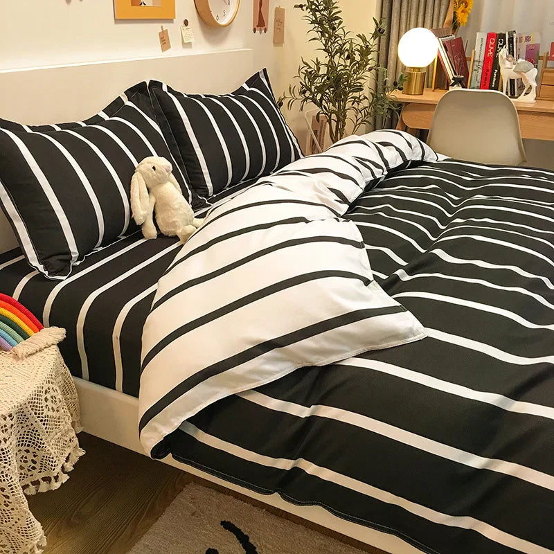 Ins Bedding Set Bed Linen 2 Bedrooms Duvet Cover For Girl Adults Bedspread Flat Sheet Quilt Cover King 220x240 Cover
