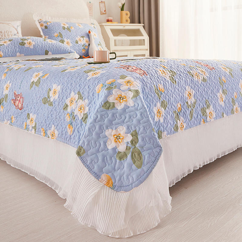 Chiffon Lace Quilting Double Bed Spread Princess Style Cotton Sandwich Queen Bedspread Home Comfortable Bed Cover Not Pillowcase