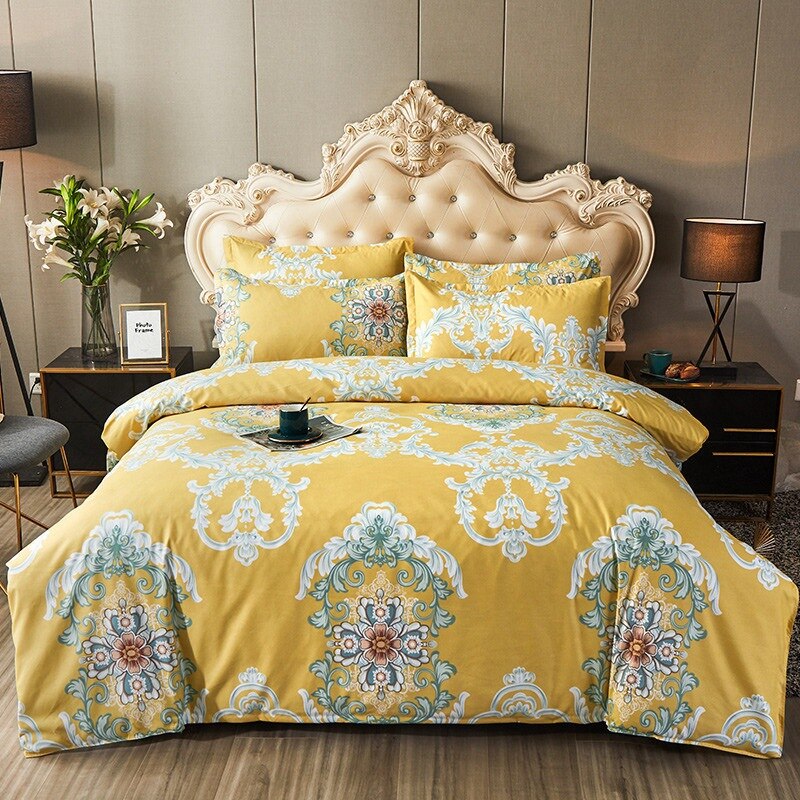 4pcs Set Winter Soft Nordic Double Bed Bedding Set Luxury Jacquard Non-irritating Sheet Quilt Cover Pillowcase 200x230cm