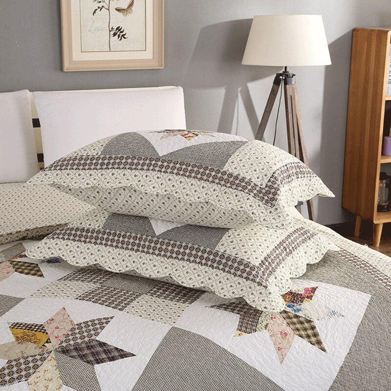 Single Double Bed Cotton Embroidered Patchwork 3 Piece Quilted Quilt Light Quilt Pillow Cover lençol de cama casal أسرّة