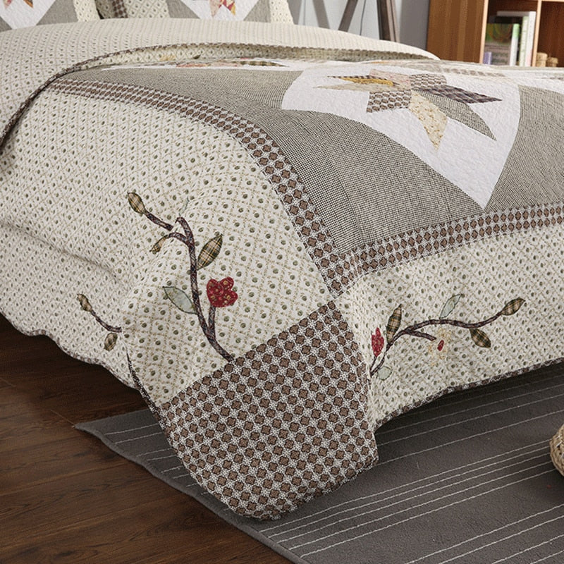 Single Double Bed Cotton Embroidered Patchwork 3 Piece Quilted Quilt Light Quilt Pillow Cover lençol de cama casal أسرّة