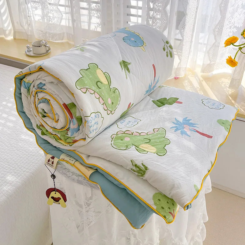 Quilt Double Layer Yarn Soybean Fiber Mother And Baby Grade Soft Glutinous Summer Cool Quilt Comfortable Breathable Home Textile