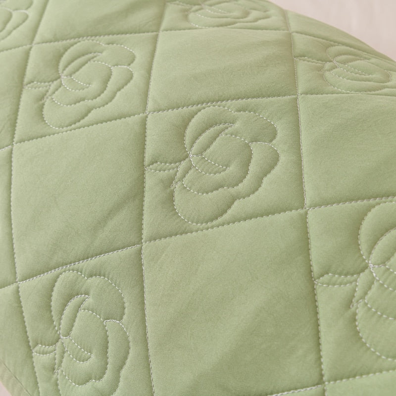 Class A Soybean Cotton Fiber Quilted Long Pillowcase,Skin-friendly,Hygroscopic Soft,Washed Cotton Linen Fabric,Solid Color