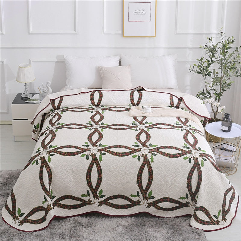 100% Cotton Yellow Daisy Quilt 3pcs Embroidered Quilted Quilt Pillowcase Free Shipping