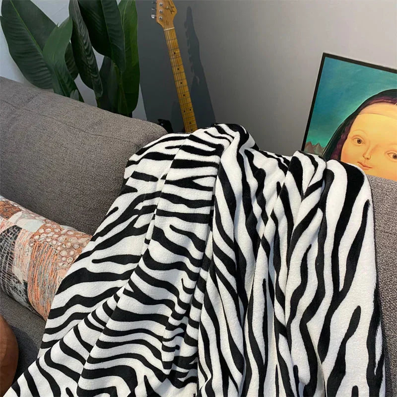 Ins Style Zebra Blanket Soft Microfiber Blanket For Bed Office Flannel Blanket Warm Throw Blanket Plush Bedspread Kids Bedding