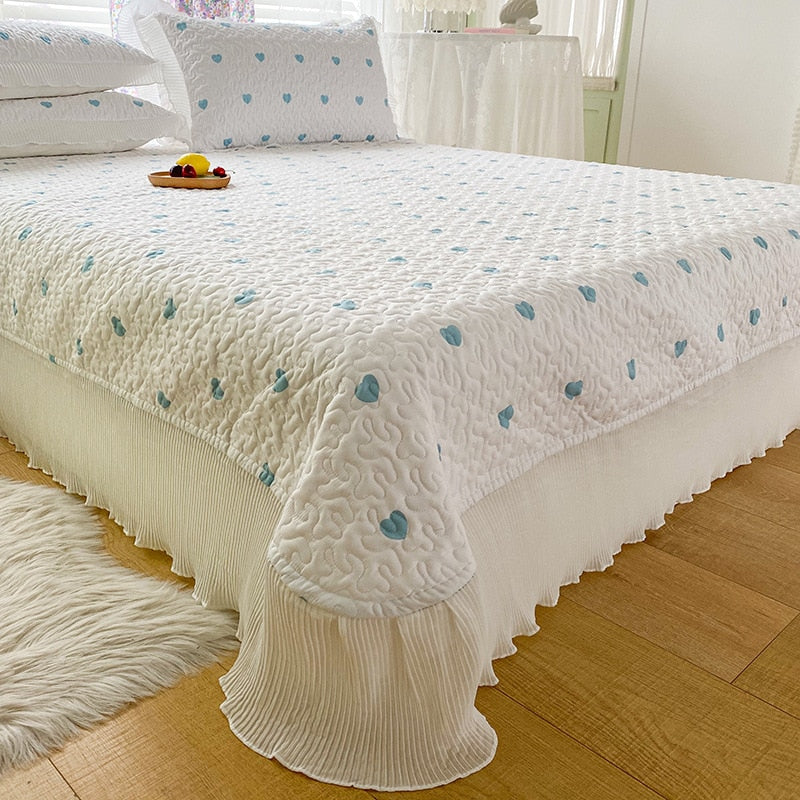 Chiffon Lace Quilting Double Bed Spread Princess Style Cotton Sandwich Queen Bedspread Home Comfortable Bed Cover Not Pillowcase