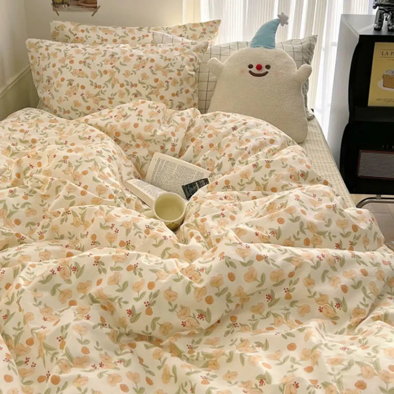 Classic Plaid Bedding Set Grey Pink Ins Twin Queen Duvet Cover Flat Sheet Pillowcase No Filler Girl Boys Hotel Home Bed Linens