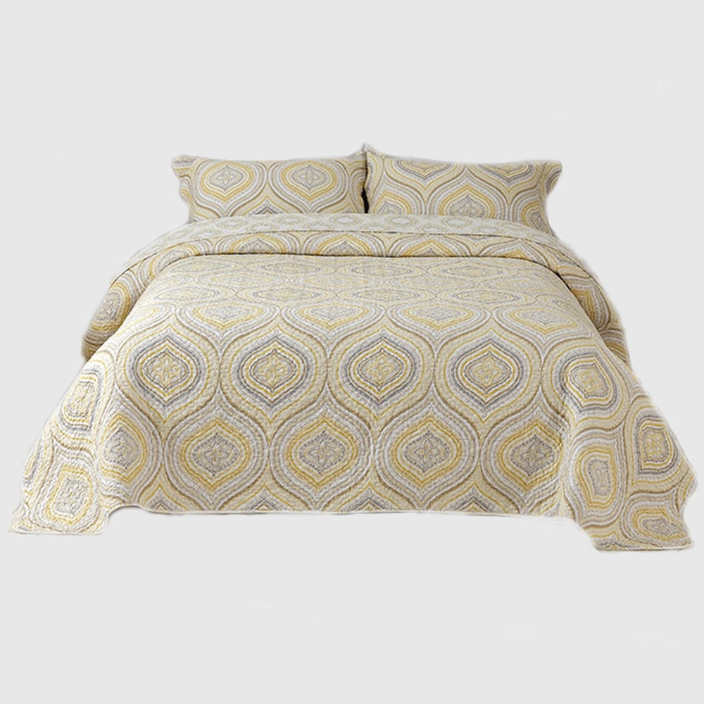 Nordic Cotton Romantic Print Bedspread Pillowcase Quilted Bed Cover Sofa Blanket Four Seasons Coverlet Bedding 3PCS