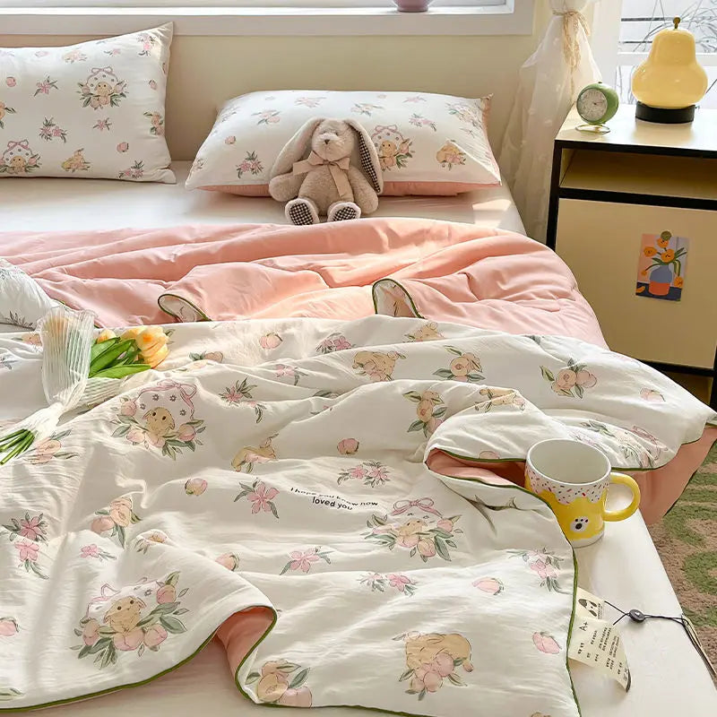 Summer Quilt Air Conditioning Quilt Flower Girl Heart Class A  Double Layer Yarn Summer Cool  Soft Machine Washable