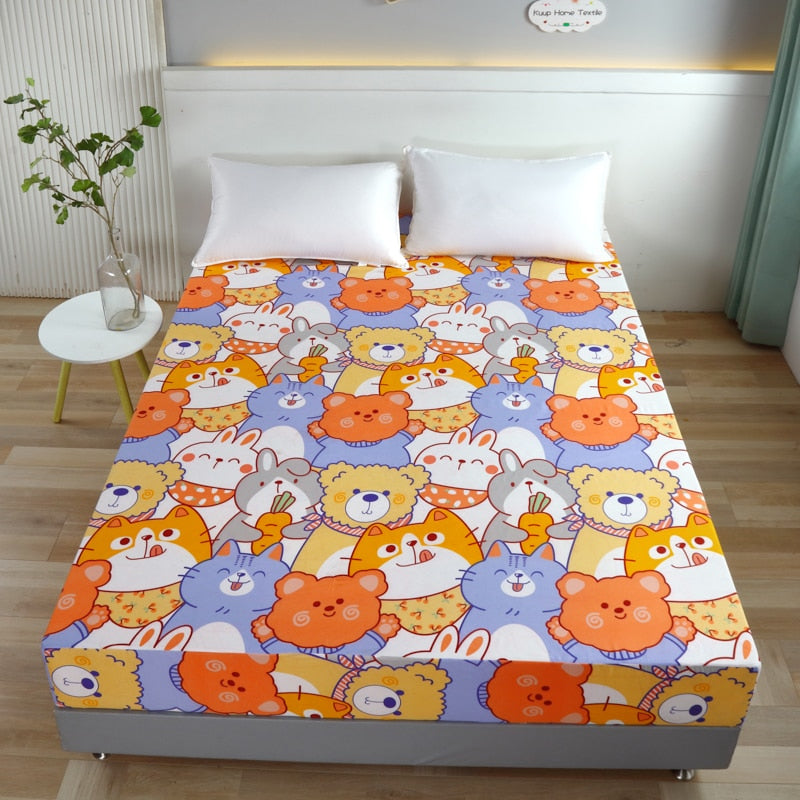 Cartoon Bed Sheet Polyester Mattress Bed Cover (No Pillowcase) Soft Comfortable Sheet Bedding Room Decor Bed Pad Home Protection