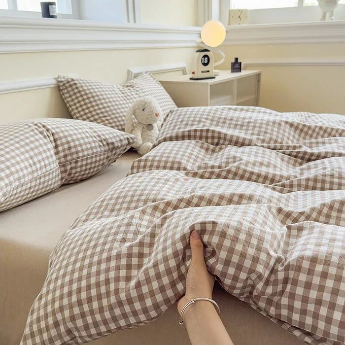 Class A Pure Cotton Printed Checkered Quilt Cover All-cotton Yarn-dyed Washed Single Duvet Cover 160x210 Bedding