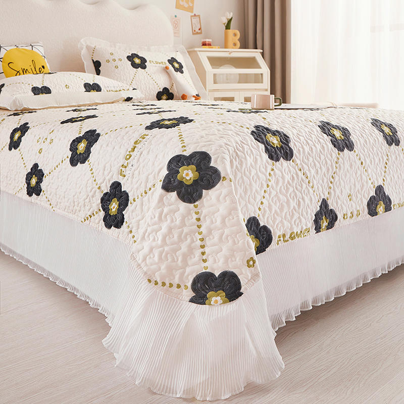 Chiffon Lace Quilting Double Bed Spread Princess Style Cotton Sandwich Queen Bedspread Home Comfortable Bed Cover Not Pillowcase